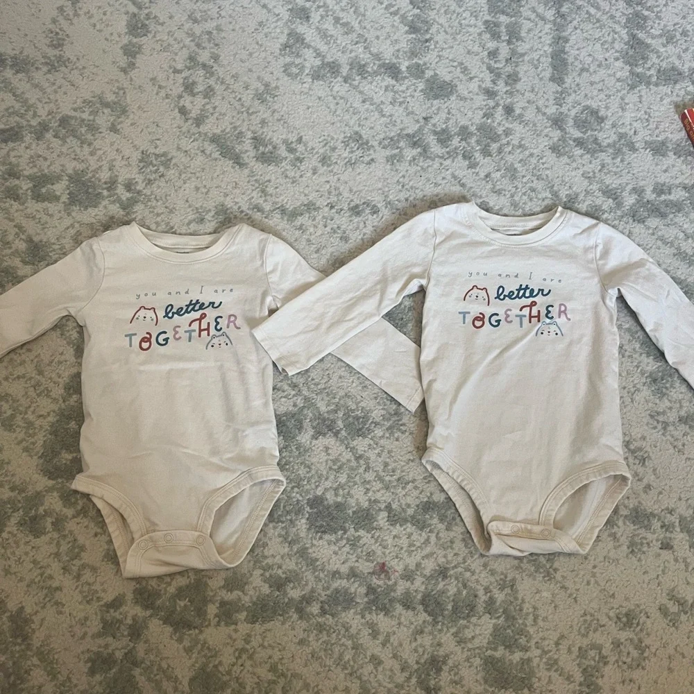 Carters Set of 2 Better Together Bodysuit Long-Sleeve Cousins Twins Friends